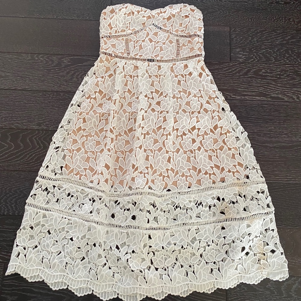 Lulus Strapless White Floral Dress